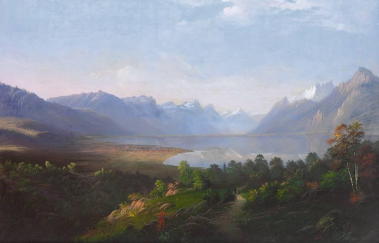 August Ludwig Erhard Boll Blick auf den Genfer See oil painting image